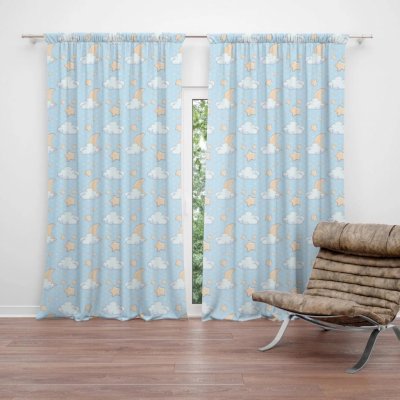 Závěsy Měsíčky, hvězdičky a mráčky: 2 ks - 140x250 cm - Sablio – Hledejceny.cz