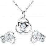 Šperky eshop Náušnice a náhrdelník ze stříbra obrys květu kulaté okvětní lístky zirkon S76.01 – Zboží Mobilmania