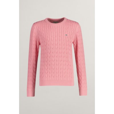 Gant Shield Cotton Cable C-neck Geranium Pink – Zboží Dáma