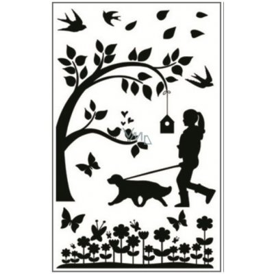 Anděl Přerov Samolepky k vypínači siluety v parku č.2 24 x 15 cm – Zboží Mobilmania