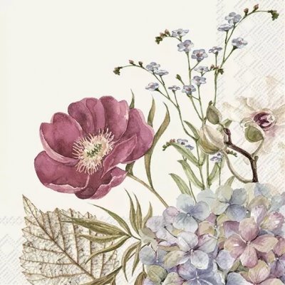 Ubrousek 33x33cm Magnolie s Hortenzii – HobbyKompas.cz Ubrousek 33x33cm Magnolie s Hortenzii – HobbyKompas.cz