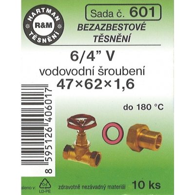 HARTMAN těsnění bezasbestové 6/4" 47*62mm, sada č. 601 – Zboží Mobilmania