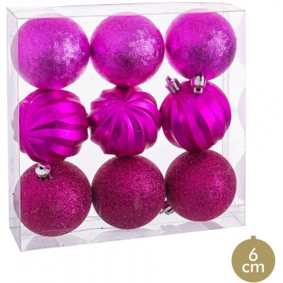 Casa Selección Sada 9 vánočních ozdob v fuchsiově růžové barvě Unimasa ø 6 cm růžová – Zboží Mobilmania