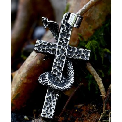 Origoska Ocelový řetízek kříž s hadem HD02 stříbrná – Zboží Mobilmania