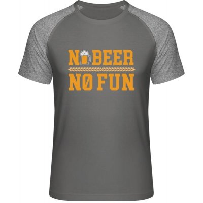 MyMate prodloužené triko MY111 - Pivní design - No Beer No Fun - Grey Solid / Heather Grey