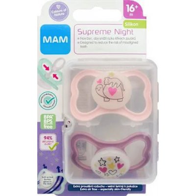 Mam šidítko Supreme Night silikon růžová + fialová – Zboží Dáma