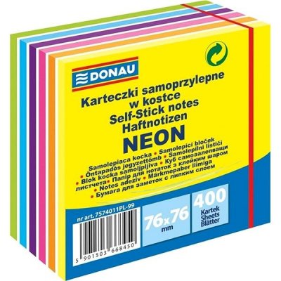 Samolepicí bloček, 76x76 mm, 400 lístků, DONAU, neonové a pastelové barvy – Zboží Dáma