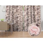 Biante Bavlněný závěs Sandra SA-787 Růžovo-hnědé květiny na hnědošedém 150x150 cm – Hledejceny.cz