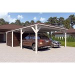 Holzbrüder Ralf na auto na auto s velým domkem bílá/hnědá 6 x 8,68 m – HobbyKompas.cz