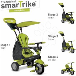 Smart Trike 6600800 GLOW 4v1 TouchSteering černá zelená s tlmičom a 2 taškami zeleno čierna