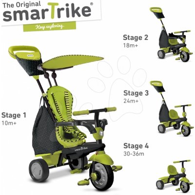 Smart Trike 6600800 GLOW 4v1 TouchSteering černá zelená s tlmičom a 2 taškami zeleno čierna – Zboží Mobilmania