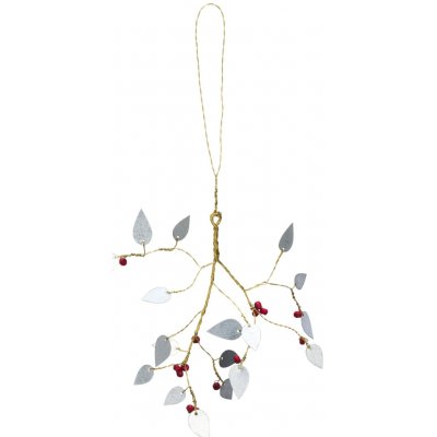 MADAM STOLTZ Závěsná vánoční dekorace Větvička s bobulemi, stříbrná barva, kov – Zboží Dáma