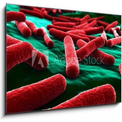 Obraz 1D - 100 x 70 cm - E coli Bacteria close up Bakterie E coli zblízka