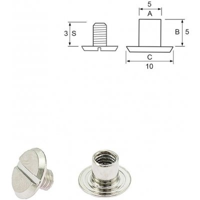Nýt šroubovací 5 mm, Ø 5 mm nikl Počet: 10 ks – Zboží Dáma