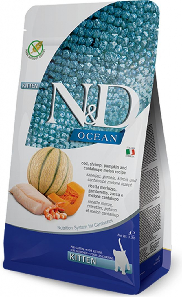 N&D Farmina Pet Foods OCEAN Kitten Cod & Shrimp&Pumpkin&Melon 1,5 kg