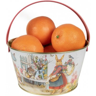 Clayre & Eef Plechový dekorativní velikonoční kyblík s králíčky Happy Easter - Ø 19*10 cm – Hledejceny.cz