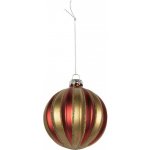 Clayre & Eef Červeno-zlatá skleněná vánoční ozdoba s pruhy – Ø 8*8 cm – Hledejceny.cz