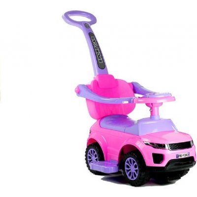 LeanToys klouzací autíčko s tlačnou tyčí růžové