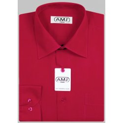 AMJ košile dlouhý rukáv jednobarevná červená JDSR076