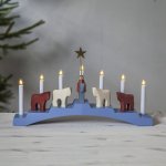Svícen STAFFANS FALAR dřevěný odstín modrý 7x žárovka v:31cm š:56cm,StarTrading 656-80 – Hledejceny.cz