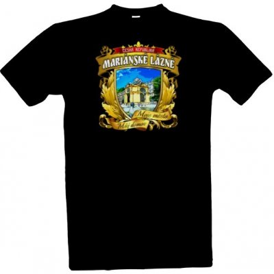 Tričko s potiskem Mariánské Lázně-Moje město Můj domov pánské Černá – Zboží Mobilmania