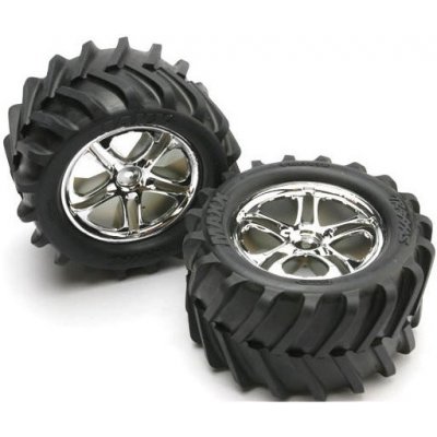 Traxxas kolo 3.8" disk Split Spoke H14 stříbrný pneu Maxx Chevron pár – Zboží Mobilmania