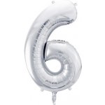 Amscan Balónek fóliový narozeniny číslo 6 stříbrný 86 cm – Hledejceny.cz