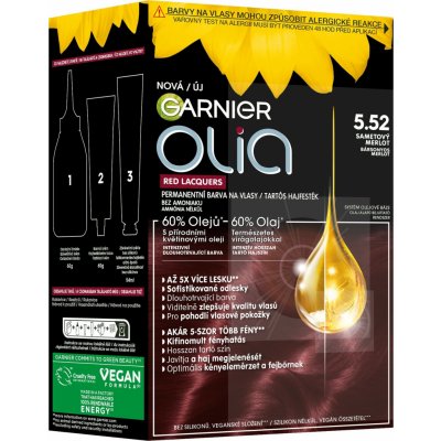 Garnier Olia Red Lacquers olejová permanentní barva na vlasy s vysokým leskem 5.52 Velvety Merlot 60 g – Zboží Dáma