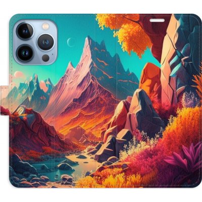 Pouzdro iSaprio Flip s kapsičkami na karty - Colorful Mountains Apple iPhone 13 Pro