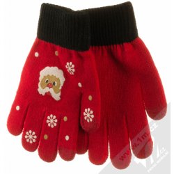 1Mcz Touch Gloves Santa Claus dotykové rukavice dětské červeno černé