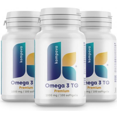 Kompava 3-balení Omega 3 TG Premium 1000 mg 100 kapslí – Hledejceny.cz