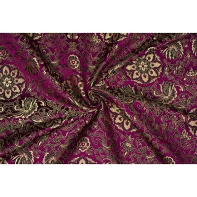 Brokát chryzantéma, černo-zlato-švestková – Sleviste.cz