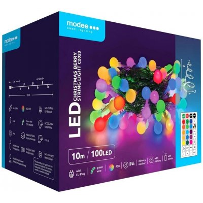 Modee Lighting LED vánoční řetěz 100 LED 10m multicolor bobule + dálkové – Hledejceny.cz
