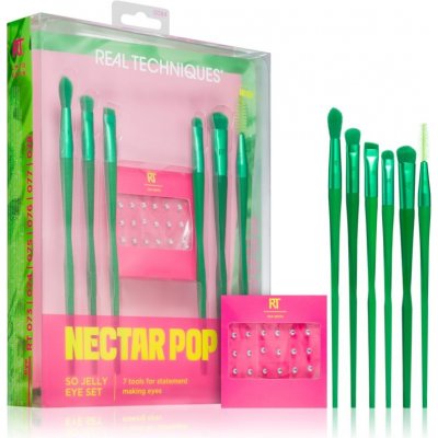 Real Techniques Nectar Pop kartáček na obočí + štětec na aplikaci podkladové báze na oční stíny + štětec pro precizní aplikaci očních stínů + zkosený štětec na oční stíny + štětec na detaily + štětec – Hledejceny.cz