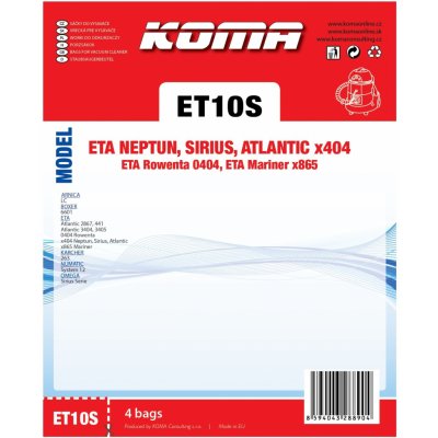 KOMA ET10S - sáčky ETA Neptun 1404, 3404, Rowenta 0404, 4ks – Zboží Mobilmania