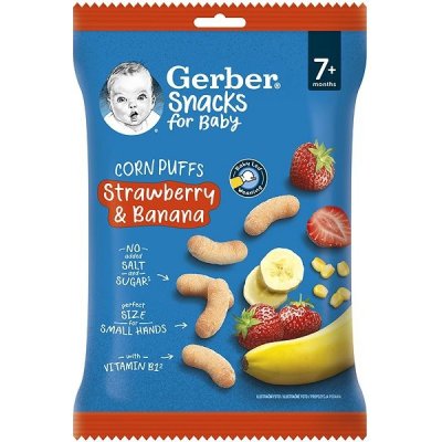 Gerber Snacks kukuřičné křupky jahoda a banán 28 g – Zbozi.Blesk.cz