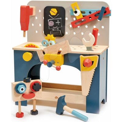 Tender Leaf Toys dřevěná dílna s robotem Table top Tool Bench s nářadím a stavebnicí