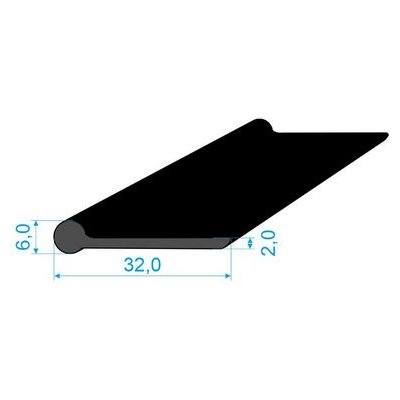 02831008 Pryžový profil tvaru "I", 32x6/2mm, 70°Sh, EPDM, -40°C/+70°C, černý – Zbozi.Blesk.cz