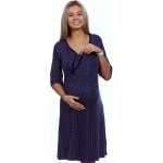 Švestkově modrá luxusní jemná těhotenská i kojící košilka na zip VZOR SRDÍČEK 1D1292 modrá – Zboží Dáma