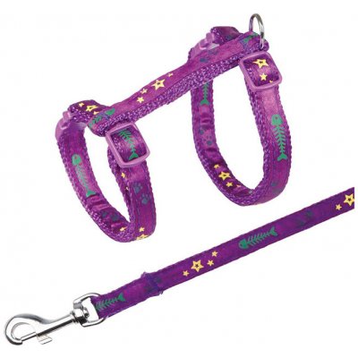 Trixie Postroj s vodítkem pro kočku s motivem rybí kosti 22 - 36 x 1 cm – Zboží Dáma