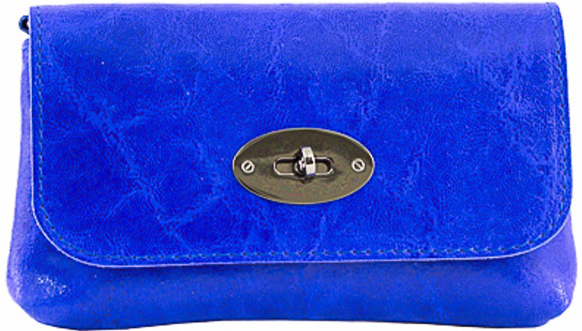Made in Italy kožená kabelka 1423 azurově modrá