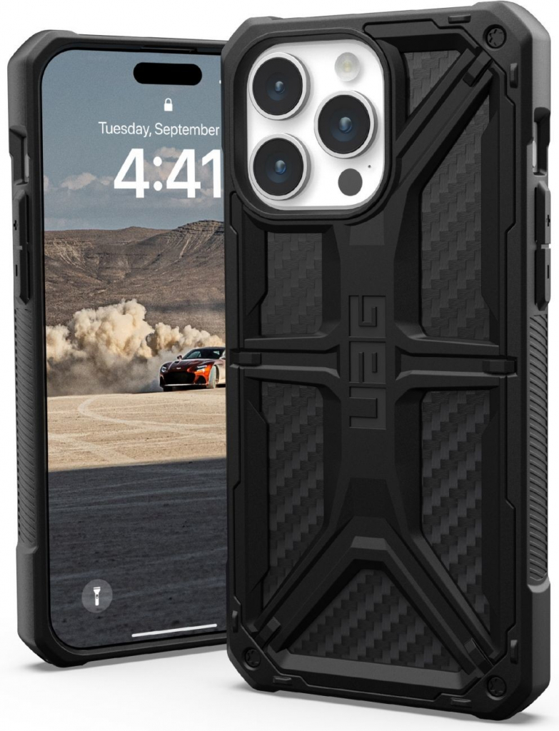 Pouzdro UAG Monarch iPhone 15 Pro Max carbon fiber