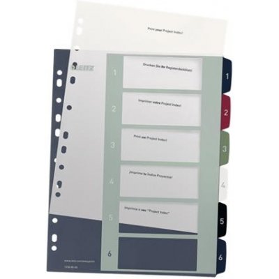 Celoplastové rejstříky Leitz Style popisovatelné na počítači A4 Maxi, 1-6, barevné – Zboží Mobilmania