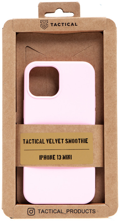 Pouzdro TACTICAL Velvet Smoothie Apple iPhone 13 mini - příjemné na dotek - silikonové - růžové