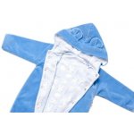 Baby Nellys Dvouvrstvý velurový overal s kapucí New Bunny modrý – Zboží Dáma