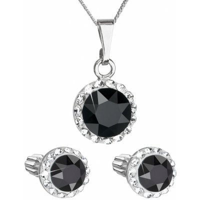 Swarovski sada s krystaly náušnice a přívěsek černé kulaté 39352.3 – Zboží Mobilmania