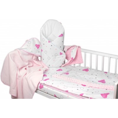 Nellys Výhodná sada do postýlky 6D I love Girl, Baby 120x90cm bílá/růžová – Zboží Mobilmania