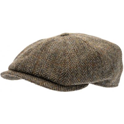 Vlněná tvídová bekovka ušní klapky 8-panel od CTH Ericson Aaron Harris Tweed Green – Hledejceny.cz