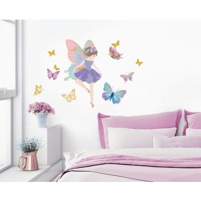 IMPOL TRADE SLKRKA-6203 6 Samolepky na zeď víla rozměr 24,5 x 47,5 cm – Zboží Dáma