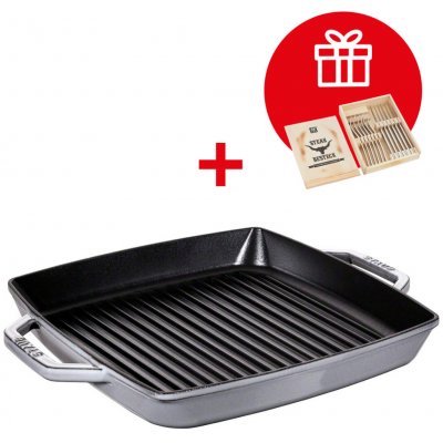 Staub Litinová čtvercová grilovací s uchy 28x28cm – Sleviste.cz